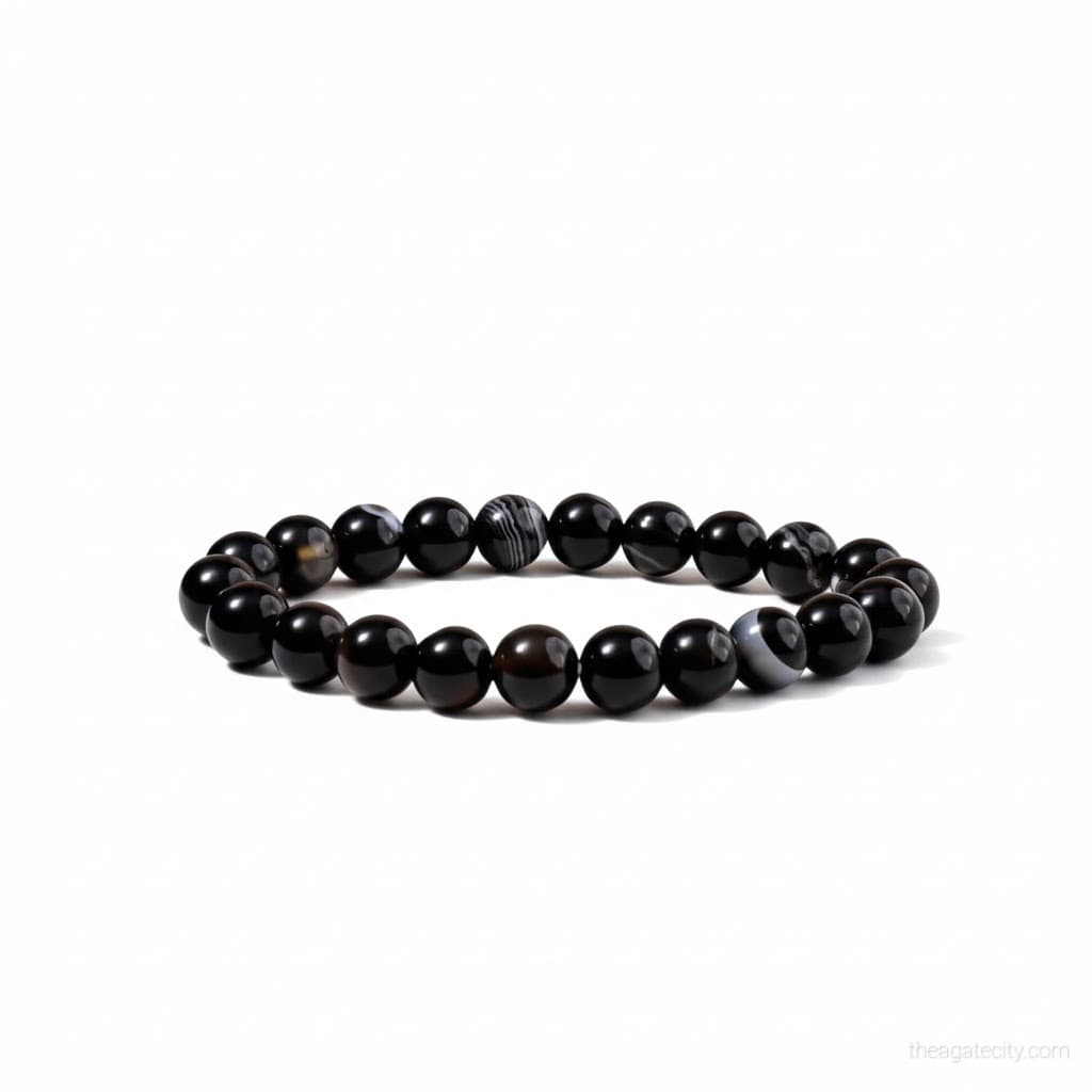 Natural Black Sulemani 8MM Beads Bracelet - 2