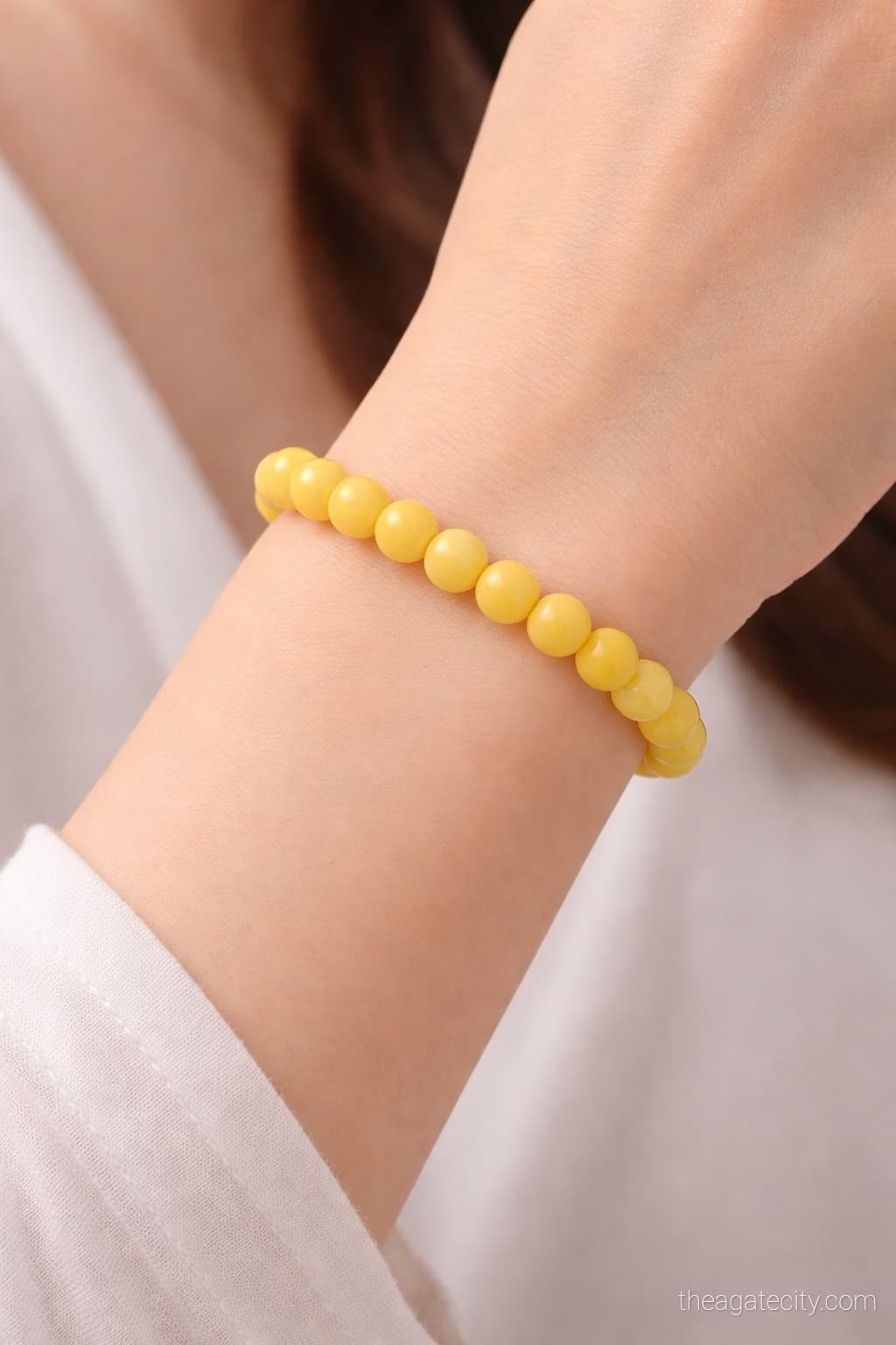 Natural Calcite 8MM Smooth Round Beads Bracelet - 3