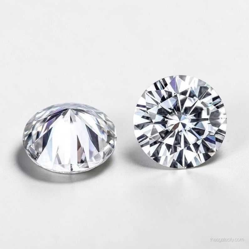 White Diamond Premium Moissanite Round Exceptional Fire & Sparkle - 2