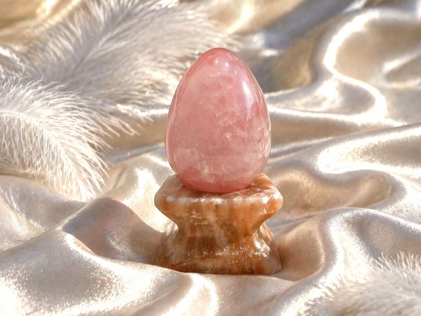 ROSE Quartz Stone Egg Natural Crystal Polished - 2