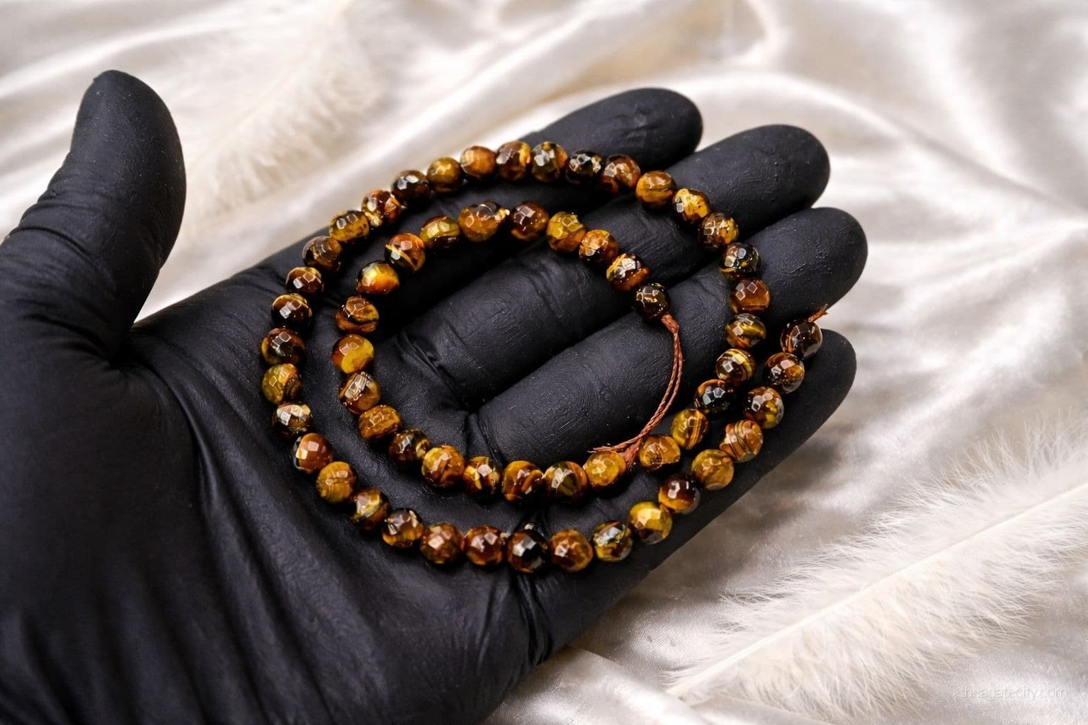 Tiger Eye Faceted Beads Line, Handmade Craft Beads - 2