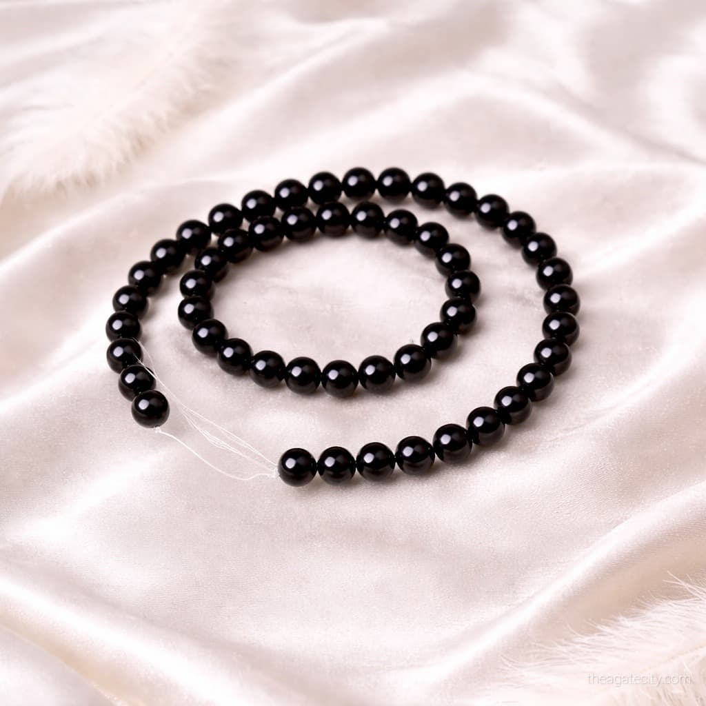 Black Obsidian Beads Line,Handmade Craft Beads