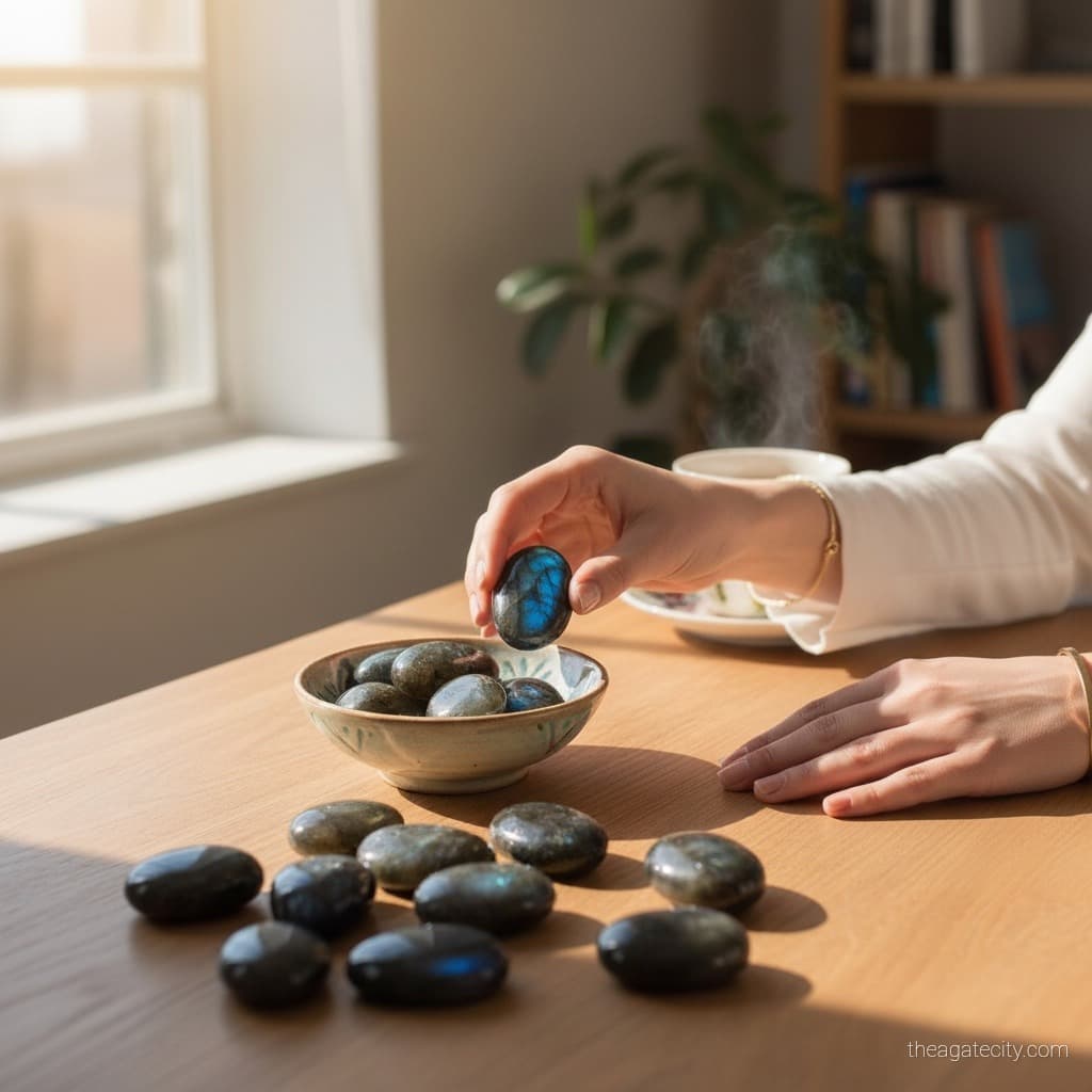 Labradorite Palm Stone | Natural Polished Crystal | Unique Gift - 3