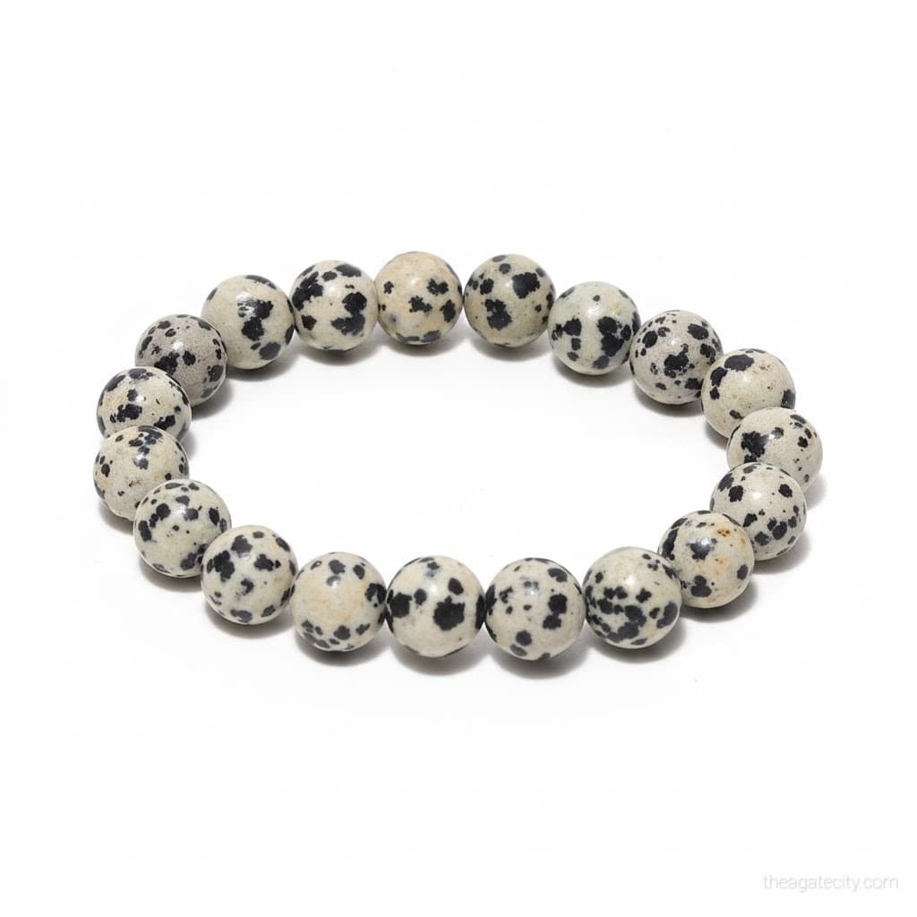 Natural Dalmatian Jasper Beads Size 8 Mm Bracelet - 3