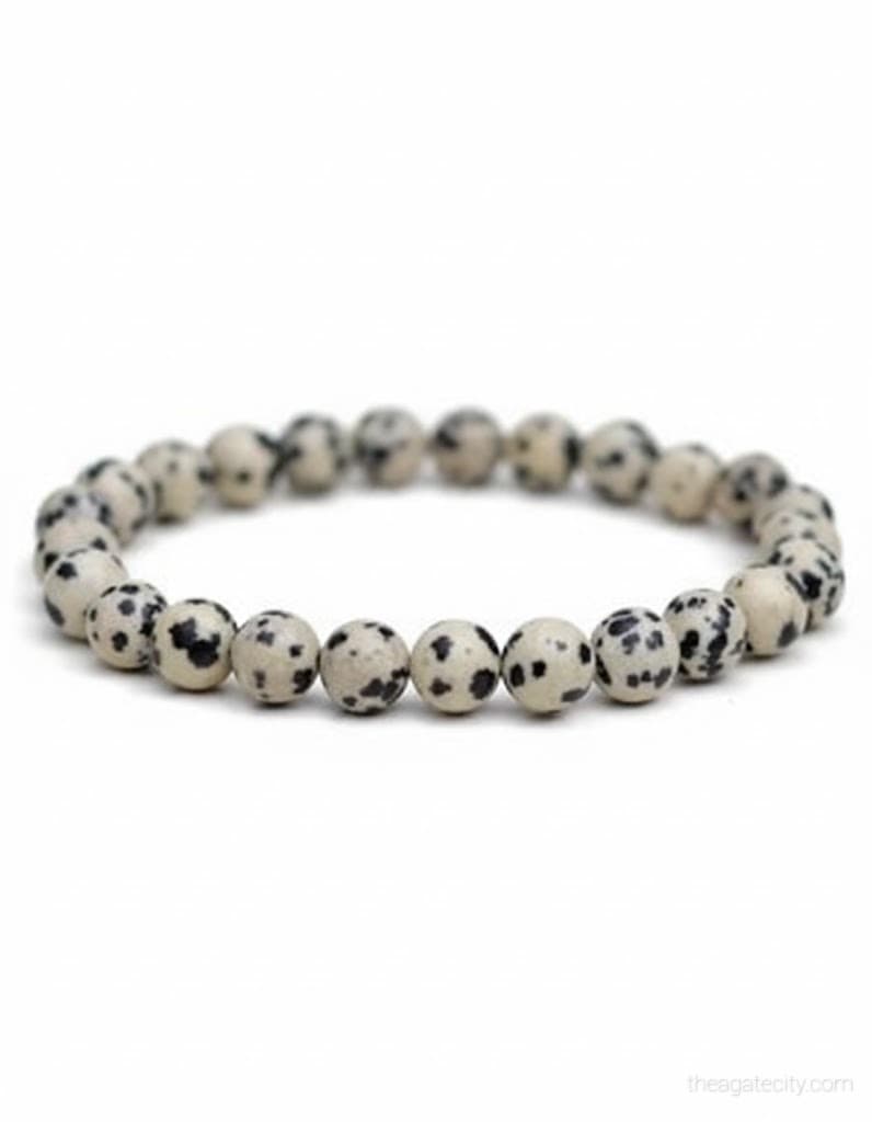 Natural Dalmatian Jasper Beads Size 8 Mm Bracelet - 1