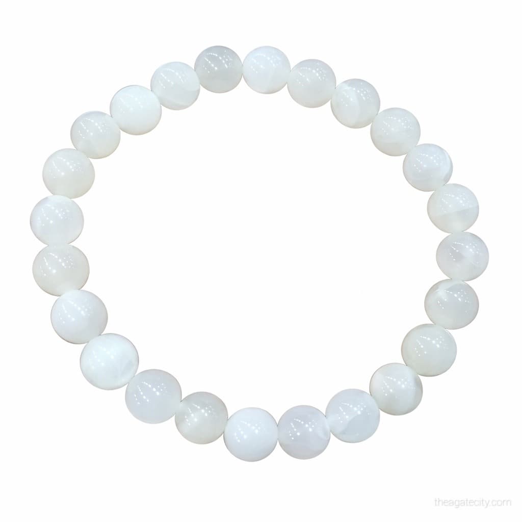 Natural White Moonstone Beads Size 8 Mm Bracelet - 2