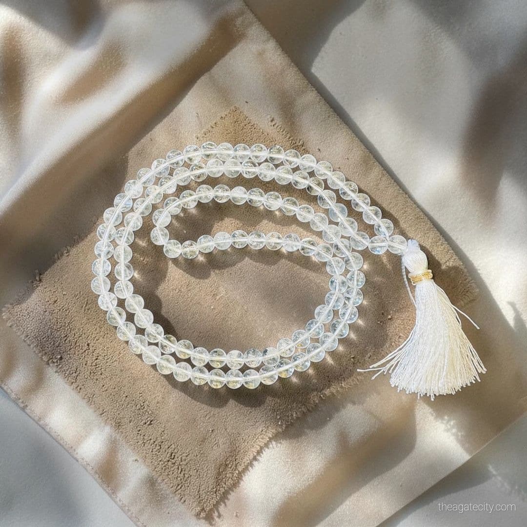 8 MM Round Clear Quartz Japa Mala | Natural Certified Quartz Handmade - 3