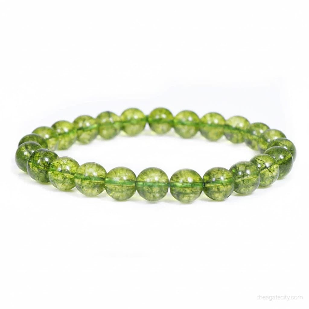 Peridot Stone Beads 8 Mm Size Bracelet - 1