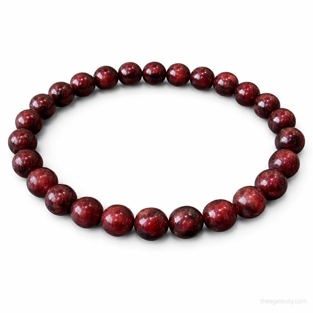Natural Garnet Stone 8 Mm Size Bracelet - 1