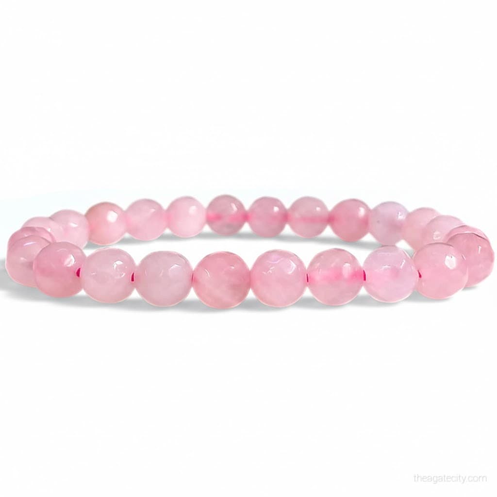 Natural Rose Quartz Faceted Size 8 Mm Bracelet - 1