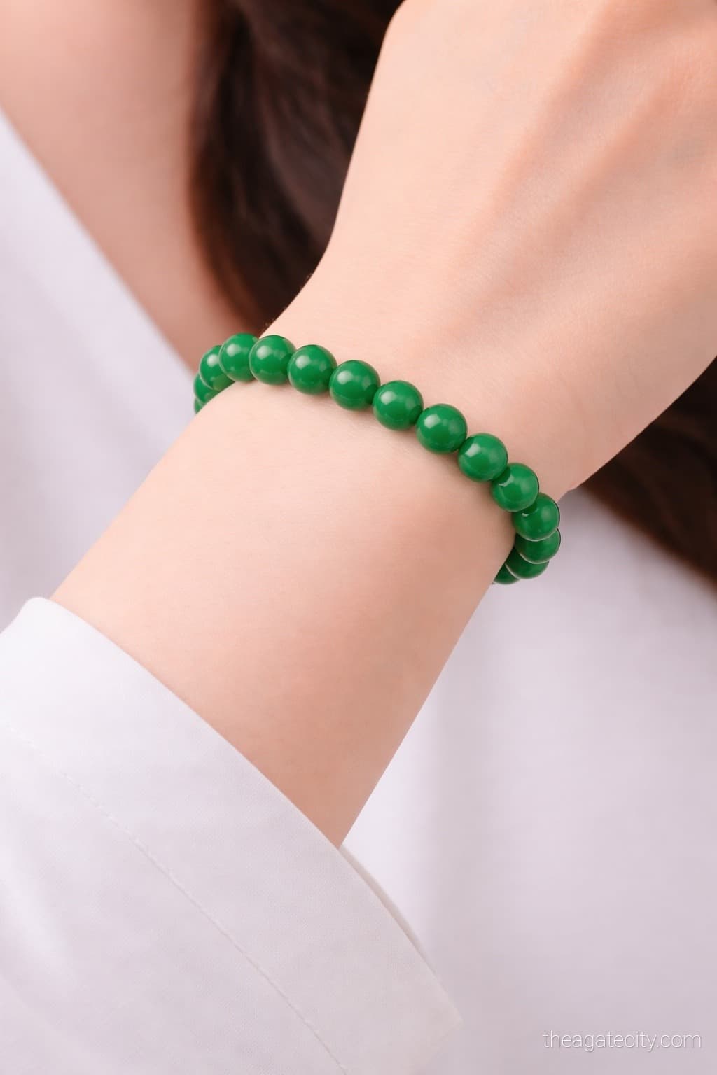 Natural Green Jade Beads Size 8 Mm Bracelet - 2