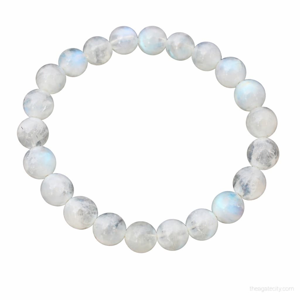 Natural White Rainbow Moonstone Beads 8 Mm Size Bracelet - 2