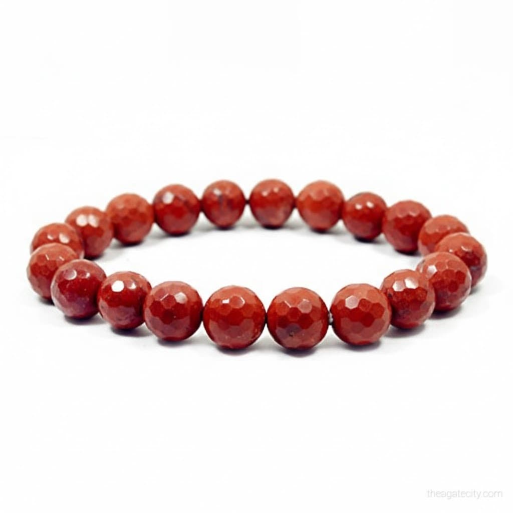 Natural Red Jasper Faceted Beads Size 8 Mm Bracelet - 1