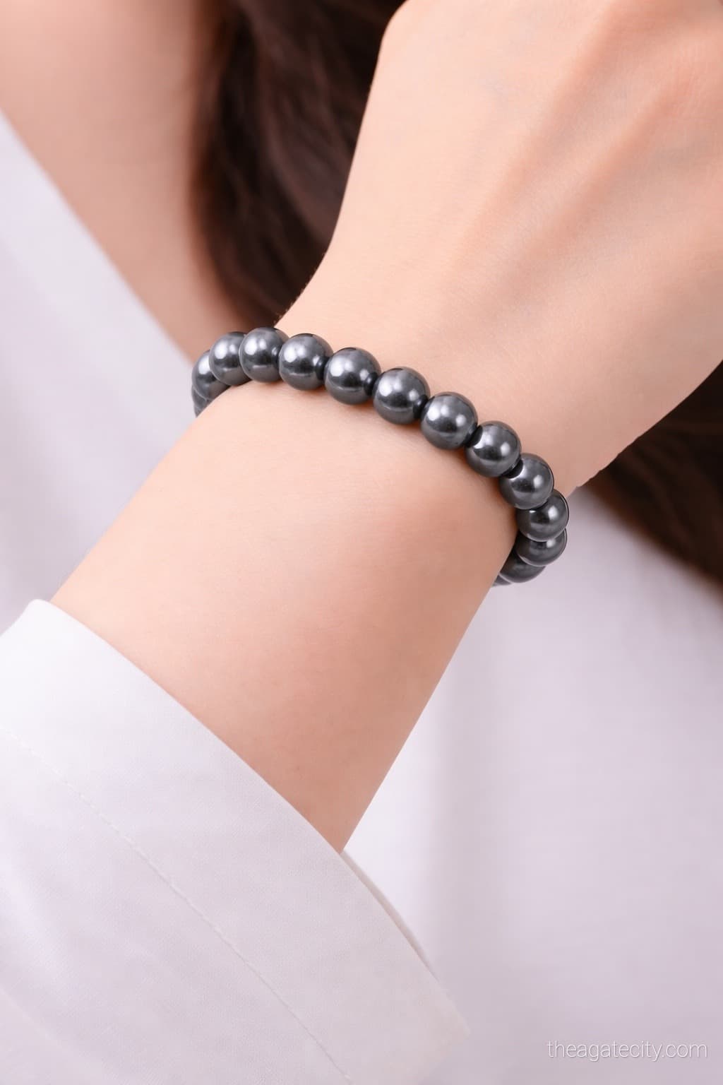 Hematite Crystal Beads Size 8 Mm Bracelet - 2