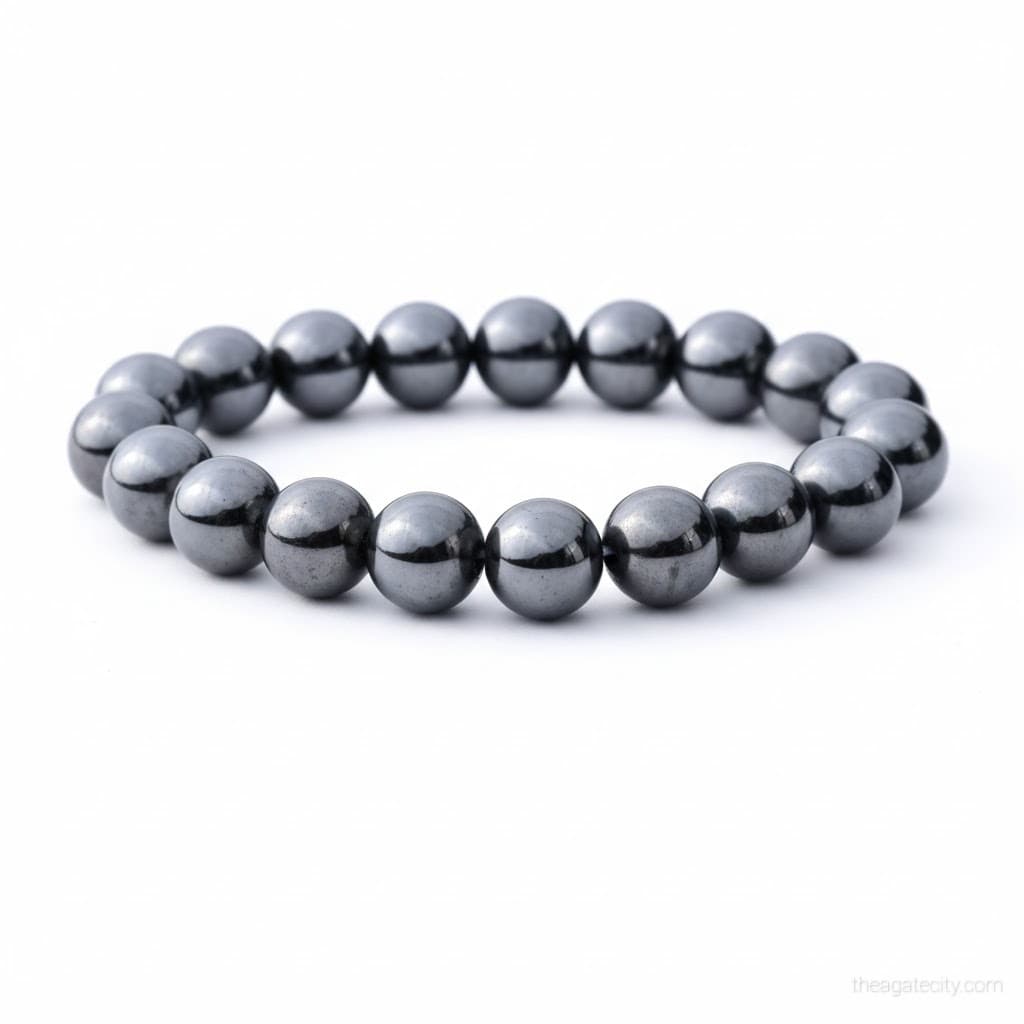 Hematite Crystal Beads Size 8 Mm Bracelet - 1