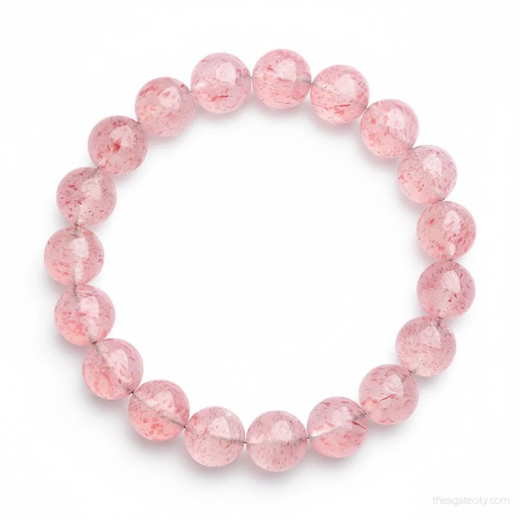 Natural strawberry Quartz Beads Stone 8 Mm Size Bracelet - 2