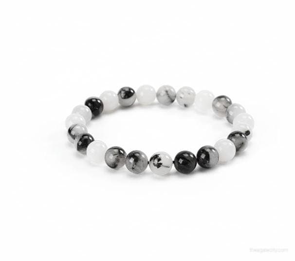 Natural Rutile Quartz Stone Beads 8 Mm Size Bracelet - 1