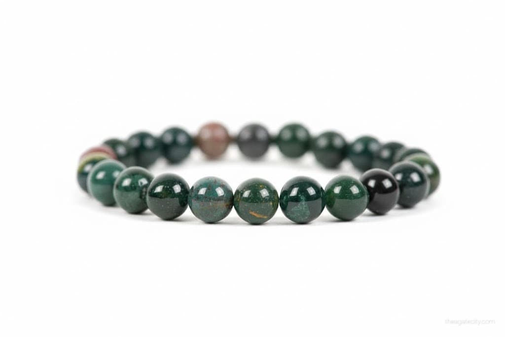 Natural Blood Stone Beads 8mm Size Bracelet - 1