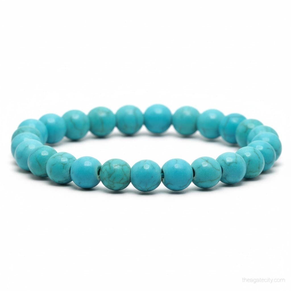 Synthetic Turquoise Round Beads Size 8 Mm Bracelet - 1