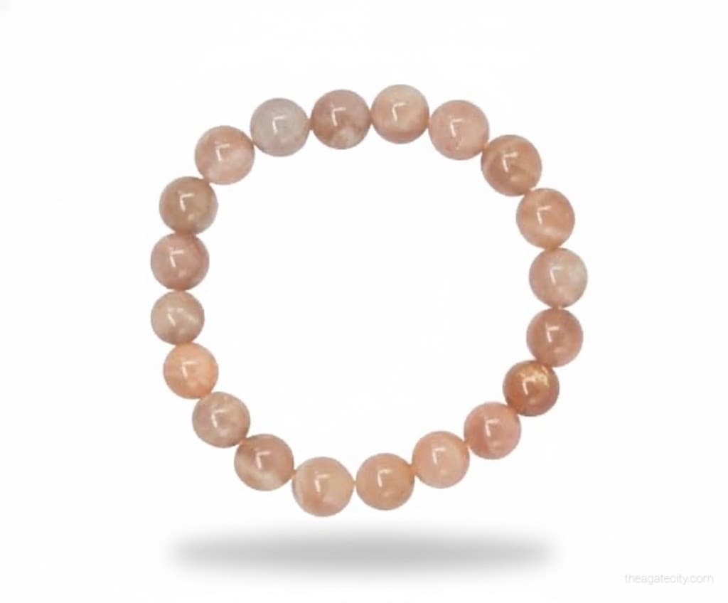 Natural Sunstone Stone Beads 8 Mm Size Bracelet - 2