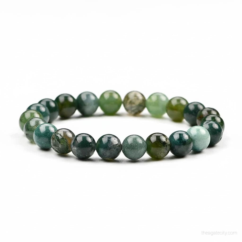 Natural Moss Stone 8 Mm Size Bracelet - 1