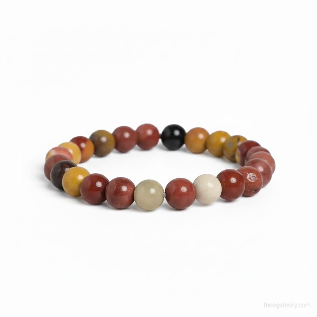 Natural Mookait Jasper Stone Bead 8 Mm Size Bracelet - 1