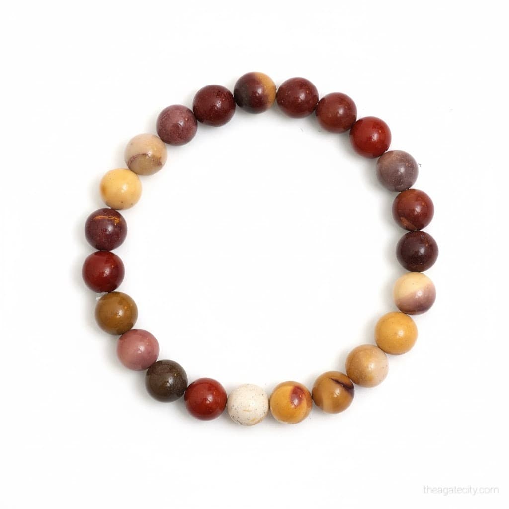 Natural Mookait Jasper Stone Bead 8 Mm Size Bracelet - 2
