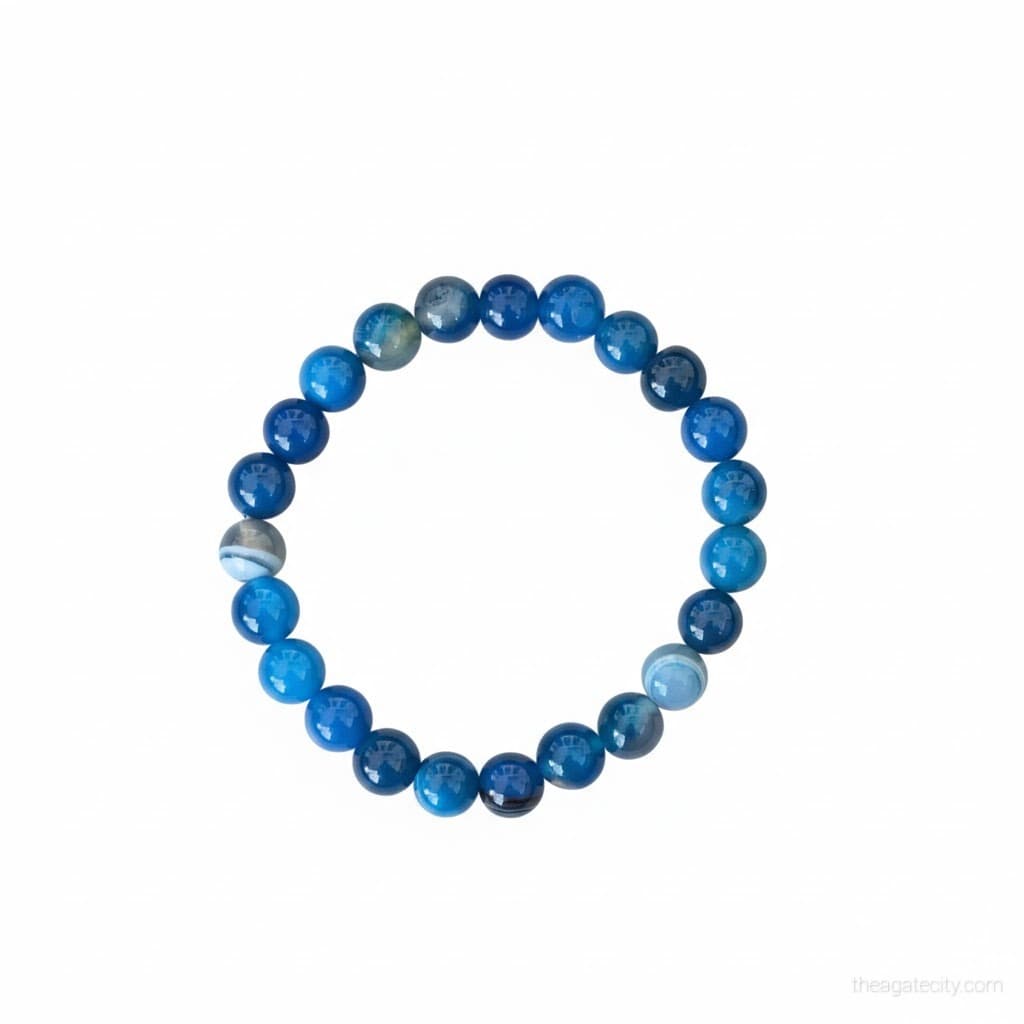 Natural Blue Agate 8mm size Bracelet - 2