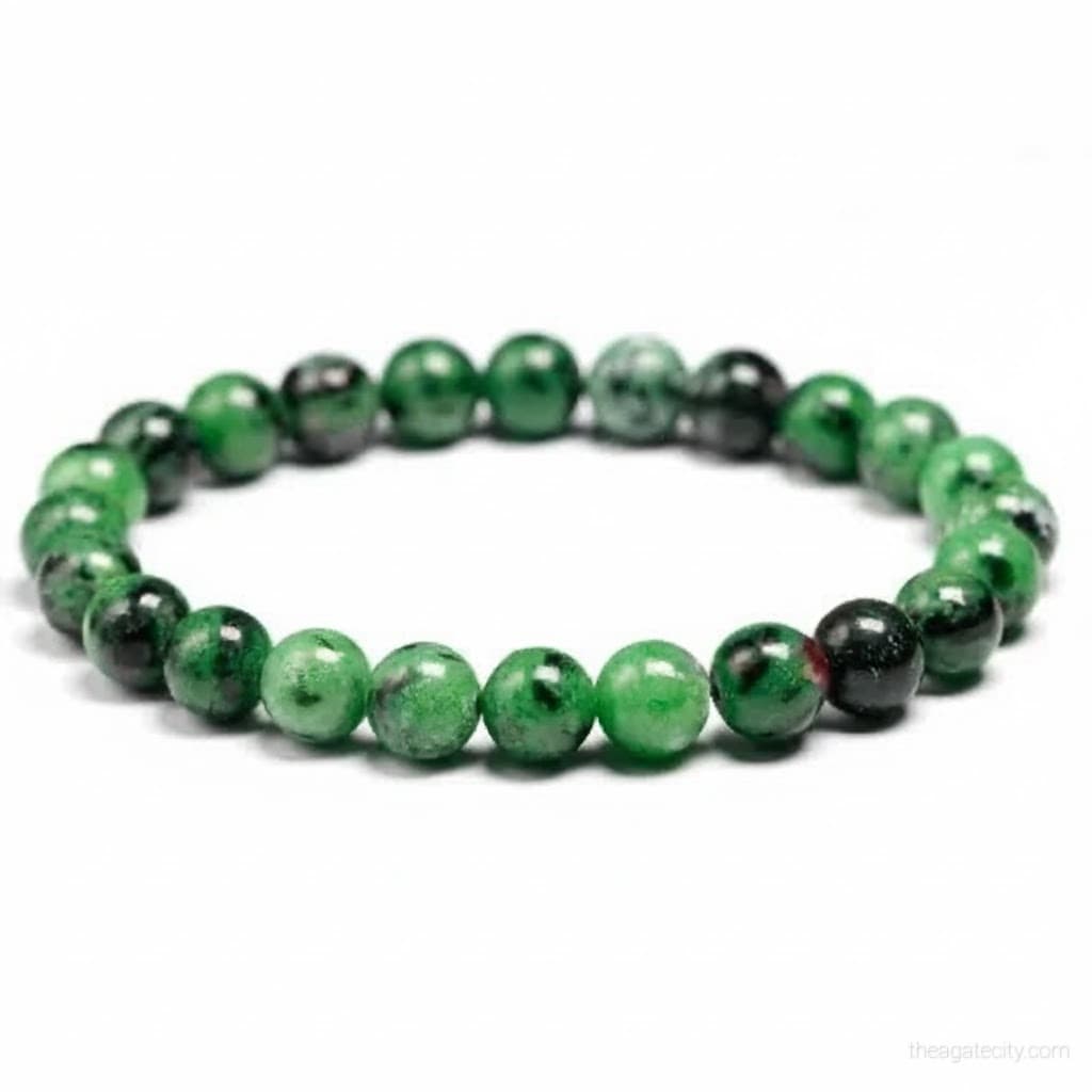 Natural Ruby Fuchsite Stone Beads 8 Mm Size Bracelet - 1